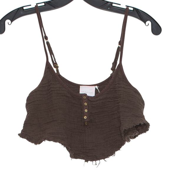 Urban Outfitters Tops - Out From Under Crop Top Gauze Y2K Boho Cottage Grunge Minimalist Brown Medium